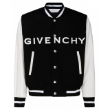 Givenchy - Giubbotto Bomber in Lana e Pelle Bianco e Nero - Givenchy Exclusive Luxury Collection