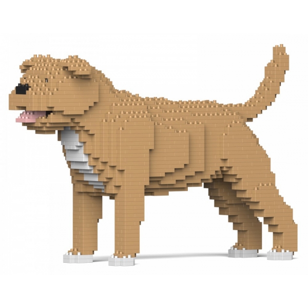 Jekca - Staffordshire Bull Terrier 01-M03 - Big - Lego - Sculpture - Construction - 4D - Brick Animals - Toys