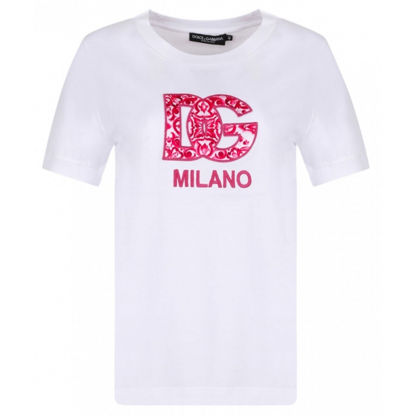 Dolce & Gabbana - White Logo Embroidered T-Shirt - Dolce & Gabbana Exclusive Luxury Collection