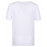 Dolce & Gabbana - T-Shirt  on Logo Bianco Ricamato - Dolce & Gabbana Exclusive Luxury Collection