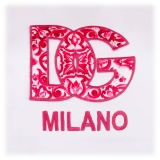 Dolce & Gabbana - T-Shirt  on Logo Bianco Ricamato - Dolce & Gabbana Exclusive Luxury Collection