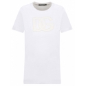 Dolce & Gabbana - T-Shirt in Jersey Bianco con Toppa con Logo DG - Dolce & Gabbana Exclusive Luxury Collection