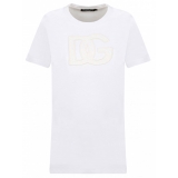 Dolce & Gabbana - T-Shirt in Jersey Bianco con Toppa con Logo DG - Dolce & Gabbana Exclusive Luxury Collection