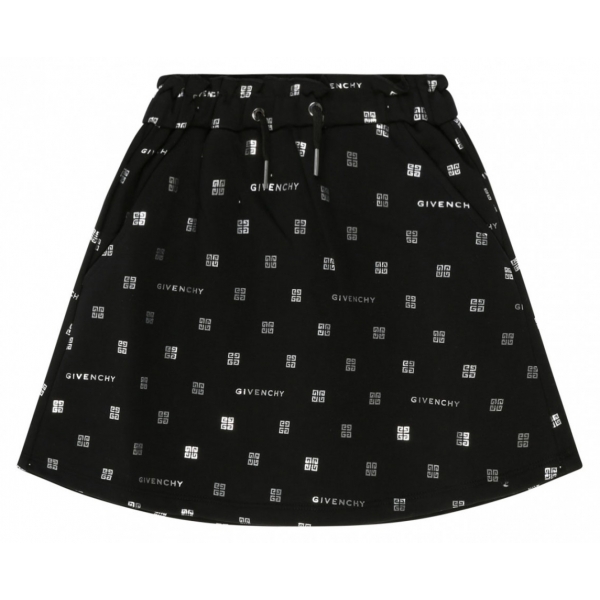 Givenchy - Black Stretch Cotton Logo Print Skirt - Givenchy Exclusive Luxury Collection