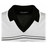 Dolce & Gabbana - White and Black Jacquard Polo Shirt - Dolce & Gabbana Exclusive Luxury Collection