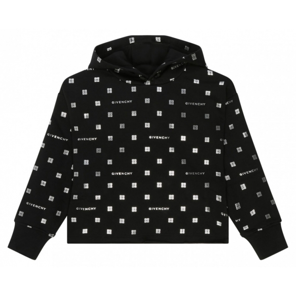 Givenchy - Black Cotton Monogram Print Hoodie - Givenchy Exclusive Luxury Collection