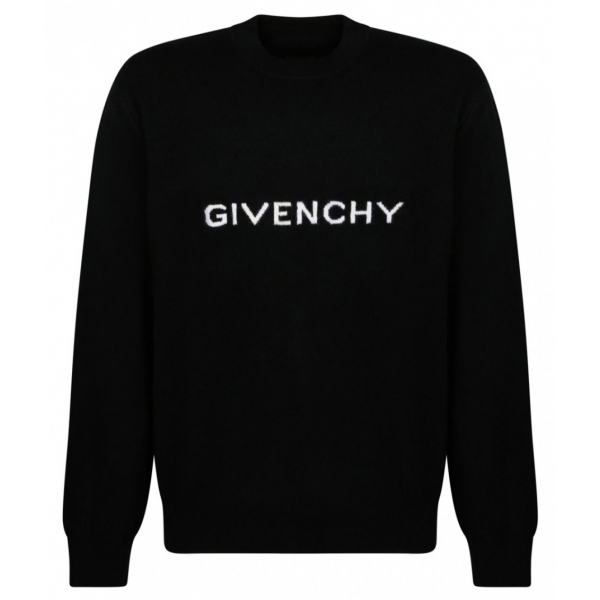 Givenchy - Inlay Logo Black Wool Pullover - Givenchy Exclusive Luxury Collection