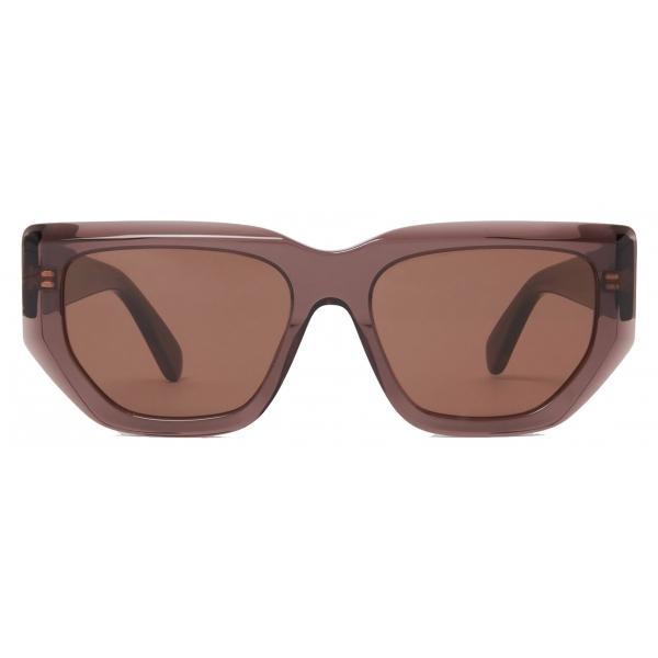 Stella McCartney - Occhiali da Sole Cat Eye con Logo - Cioccolato Scuro Lucido e Oro - Occhiali da Sole - Stella