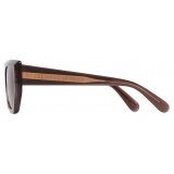 Stella McCartney - Logo Cat‐Eye Sunglasses - Glossy Dark Chocolate and Gold - Sunglasses - Stella McCartney