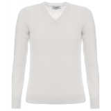 Avvenice - Theria - Maglione con Scollo a V Donna in Cashmere Loro Piana - Bianco - Maglieria - Luxury Exclusive Collection