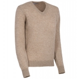 Avvenice - Theria - Maglione con Scollo a V Donna in Cashmere Loro Piana - Tundra - Maglieria - Luxury Exclusive Collection