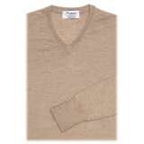 Avvenice - Theria - Woman Loro Piana Cashmere V-Neck Sweater - Tundra - Knitwear - Luxury Exclusive Collection