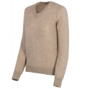 Avvenice - Theria - Maglione con Scollo a V Donna in Cashmere Loro Piana - Tundra - Maglieria - Luxury Exclusive Collection