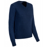 Avvenice - Theria - Maglione con Scollo a V Donna in Cashmere Loro Piana - Blu - Maglieria - Luxury Exclusive Collection