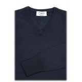 Avvenice - Theria - Maglione con Scollo a V Donna in Cashmere Loro Piana - Blu - Maglieria - Luxury Exclusive Collection