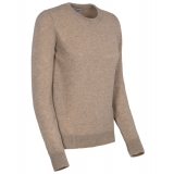 Avvenice - Theria - Woman Loro Piana Cashmere Crew Neck Sweater - Tundra - Knitwear - Luxury Exclusive Collection