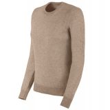 Avvenice - Theria - Woman Loro Piana Cashmere Crew Neck Sweater - Tundra - Knitwear - Luxury Exclusive Collection