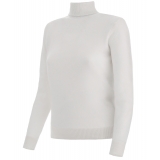 Avvenice - Theria - Woman Loro Piana Cashmere Turtleneck Neck Sweater - White - Knitwear - Luxury Exclusive Collection