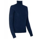 Avvenice - Theria - Woman Loro Piana Cashmere Turtleneck Sweater - Blue - Knitwear - Luxury Exclusive Collection