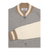 Avvenice - Bomberino - Maglione Tricolore in Cashmere Loro Piana - Grigio Beige Crema - Maglieria - Luxury Exclusive Collection