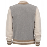 Avvenice - Bomberino - Maglione Tricolore in Cashmere Loro Piana - Grigio Beige Crema - Maglieria - Luxury Exclusive Collection