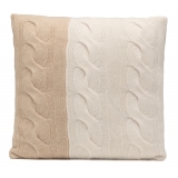 Avvenice - Loro Piana Cashmere Braided Cushion - Cream Beige - Home - Luxury Exclusive Collection