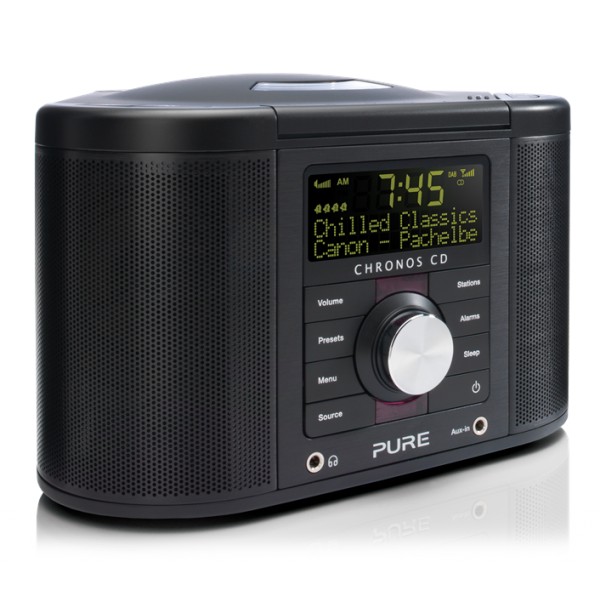 Pure - Chronos CD Series 2 - Black - Digital and FM clock radio with CD - High Quality Digital Radio