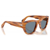 Persol - PO0054S - Striped Brown / Light Blue - Sunglasses - Persol Eyewear