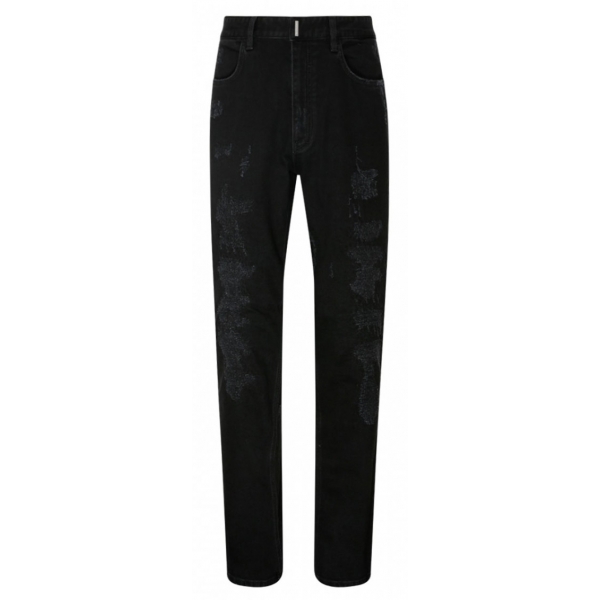 Givenchy - Jeans Strappati in Cotone Nero - Givenchy Exclusive Luxury Collection