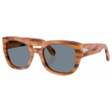 Persol - PO0064S - Striped Brown / Light Blue - Sunglasses - Persol Eyewear