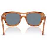 Persol - PO0064S - Striped Brown / Light Blue - Sunglasses - Persol Eyewear