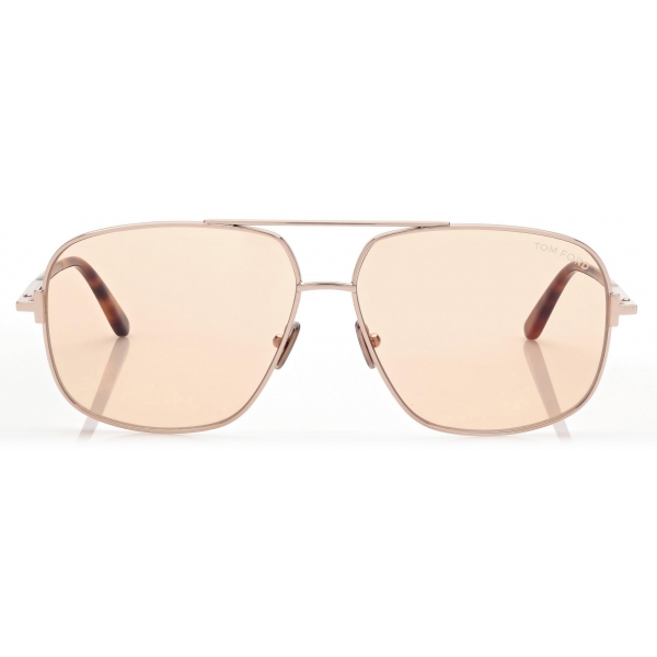 Tom Ford - Occhiali da Sole Tex - Occhiali da Sole Navigatore - Oro Rosa Marrone - Occhiali da Sole - Tom Ford Eyewear