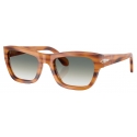 Persol - PO0091S - Striped Brown / Clear Gradient Green - Sunglasses - Persol Eyewear