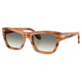 Persol - PO0091S - Striped Brown / Clear Gradient Green - Sunglasses - Persol Eyewear