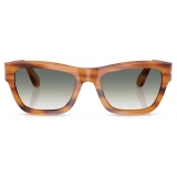 Persol - PO0091S - Striped Brown / Clear Gradient Green - Sunglasses - Persol Eyewear