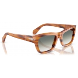 Persol - PO0091S - Striped Brown / Clear Gradient Green - Sunglasses - Persol Eyewear