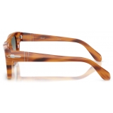 Persol - PO0091S - Striped Brown / Clear Gradient Green - Sunglasses - Persol Eyewear