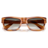 Persol - PO0091S - Striped Brown / Clear Gradient Green - Sunglasses - Persol Eyewear