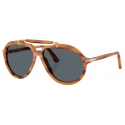 Persol - PO0202S - Senna Series - Striped Brown / Blue - Sunglasses - Persol Eyewear