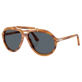 Persol - PO0202S - Senna Series - Striped Brown / Blue - Sunglasses - Persol Eyewear