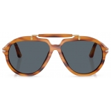 Persol - PO0202S - Senna Series - Striped Brown / Blue - Sunglasses - Persol Eyewear