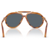 Persol - PO0202S - Senna Series - Striped Brown / Blue - Sunglasses - Persol Eyewear