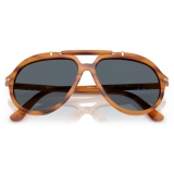 Persol - PO0202S - Senna Series - Striped Brown / Blue - Sunglasses - Persol Eyewear