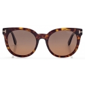 Tom Ford - Ochiali da Sole Moira Polarizzata - Occhiali da Sole Rotondi - Havana Scuro - Occhiali da Sole - Tom Ford Eyewear