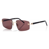 Tom Ford - Occhiali da Sole Titanio Corno Squadrati - Marrone - Occhiali da Sole - Tom Ford Eyewear