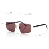 Tom Ford - Occhiali da Sole Titanio Corno Squadrati - Marrone - Occhiali da Sole - Tom Ford Eyewear