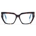 Tom Ford - Blue Block Square Optical Glasses - Dark Havana - Optical Glasses - Tom Ford Eyewear