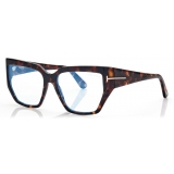 Tom Ford - Blue Block Square Optical Glasses - Dark Havana - Optical Glasses - Tom Ford Eyewear