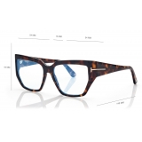 Tom Ford - Blue Block Square Optical Glasses - Dark Havana - Optical Glasses - Tom Ford Eyewear