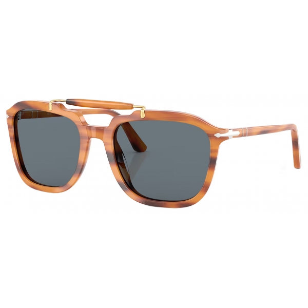 Persol - PO0203S - Senna Series - Striped Brown / Blue - Sunglasses - Persol Eyewear